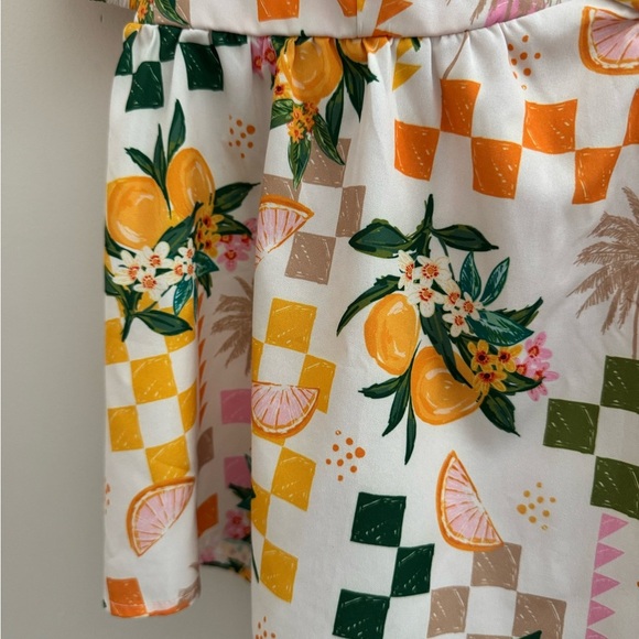 SHEIN Puff Sleeve Babydoll Blouse Women’s Size Large Tropical Print Square Neck - Picture 4 of 6